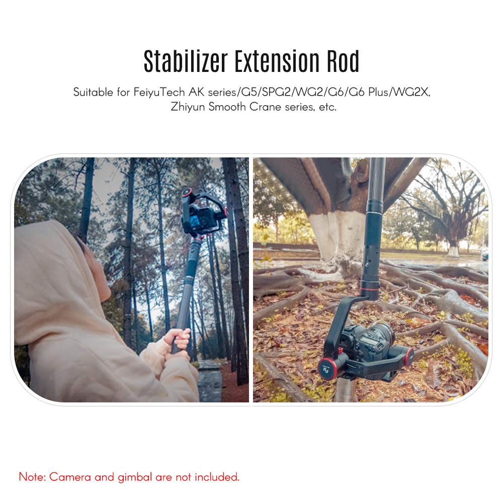 FeiyuTech C275 Carbon Fiber Extension Rod Bar Stick Reach Pole 1/4 Inch Screw for FeiyuTech AK Series/G5/SPG2/WG2/G6/G6 Plus/WG2X for Zhiyun Smooth Crane Series. 