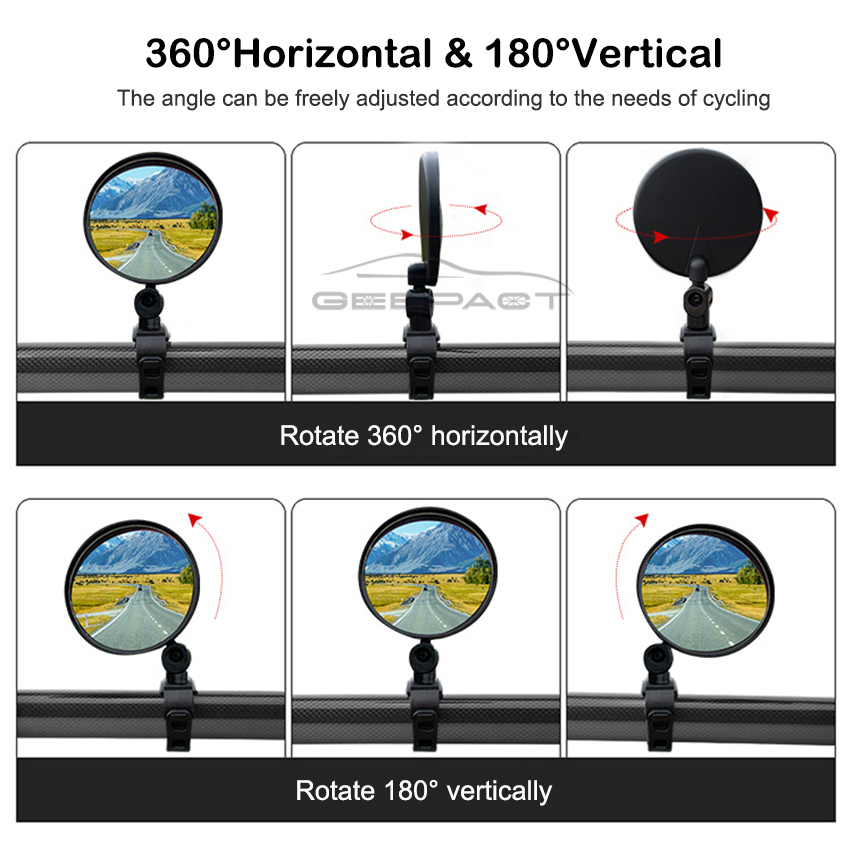 Geepact 2 PCS  Rearview Mirror Bicycle Mirror Handlebar Rearview Wide Angle 360°Rotate Looking Glass Universal Cycling  Rear View Mirror  for Bike MTB Electric Scooter Motorcycle. 