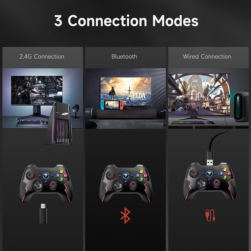 EasySMX 9013 Pro Bluetooth Gaming Controller, Wireless Gamepad Joystick for PC, PS3, iOS/Android Phone, Smart TV, Hall Triggers. 