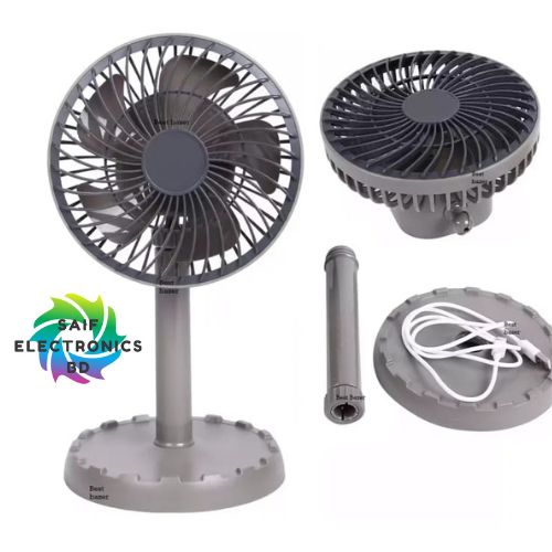 Joy Super JY-2218 Professional Rechargeable Portable Mini Table Fan Strong Wind Left to Right Oscillating Angle 45 Degrees - AC/DC