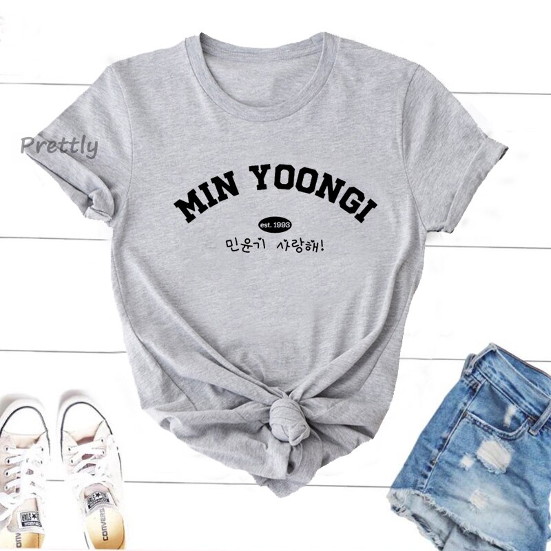 Suga Agust D Tshirt Korean Style Clothes Min Yoongi Tshirt K-Pop Fan Bangtan Tee Shirt Streetwear 90s Trend Short Sleeve Tshirt. 