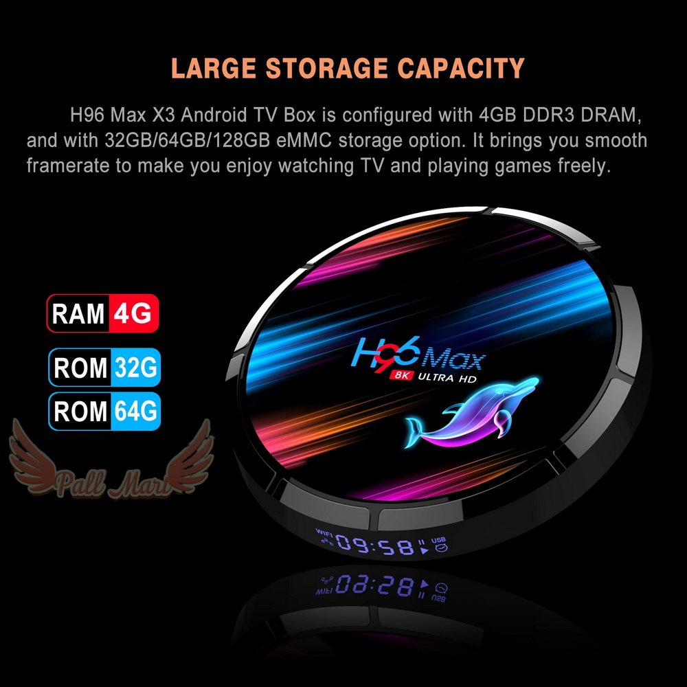2020 Latest Android 9.0 H96 MAX X3 Amlogic S905X3 chipset 8K Dual Band Wifi Smart Android Tv Box 4GB+64 GB. 
