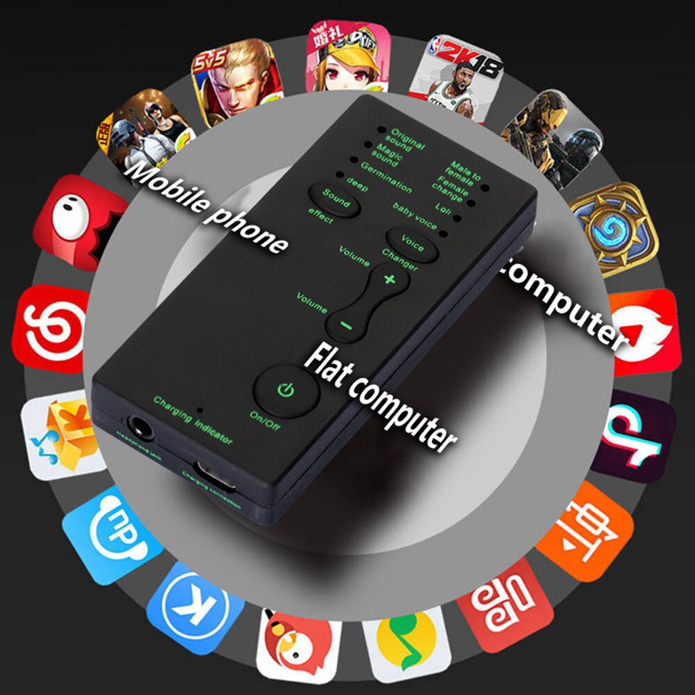 Voice Changer Device 7 Sound Changeing Modes Headphones Microphone Modulator for PS4 Xbox Computer PC Phone Tablet Kids