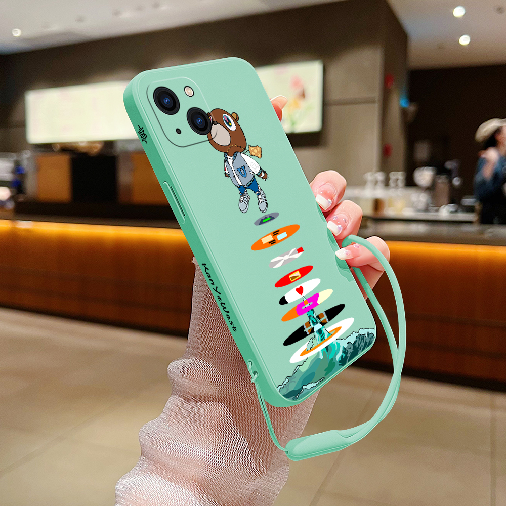 Kanye West Graduation Phone Case For iPhone 15 14 13 12 11 Pro happyMax Mini X XR XS MAX SE20 8 7 6 6S Plus Silicone with Hand Strap. 