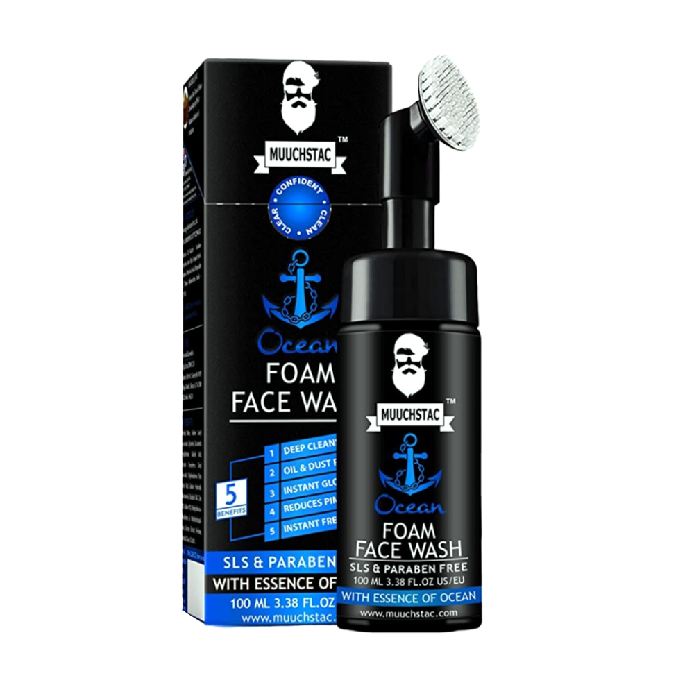 Muuchstac Ocean Foam Face Wash - With Inbuilt Brush, Deep Cleanses 100ml