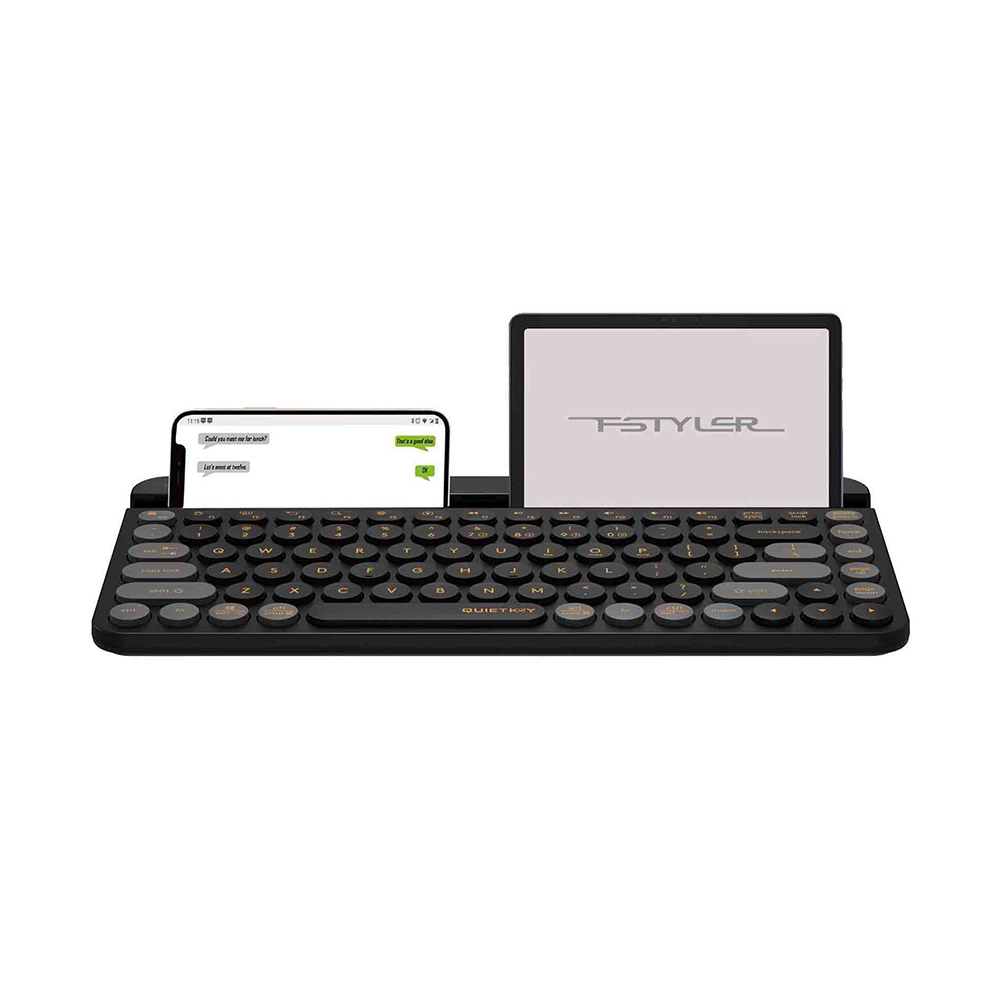 A4tech Fstyler FBK30 Multi-Mode Wireless Keyboard - 2.4G & Bluetooth Connection - Mobile/Tablets Stand - Round Keycaps - Compact Size - Compatible with Windows / Mac / iOS / Android - Blackcurrent. 