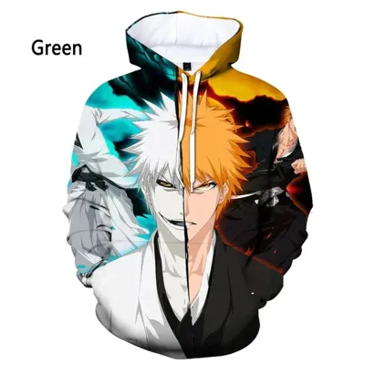 ipzHeJ 2022 Hot Anime Bleach Kurosaki Ichigo Hoodie Pullovers Tops Long  Sleeves Casual Hip Hop Man Woman Streetwear size XXS to 4XL 