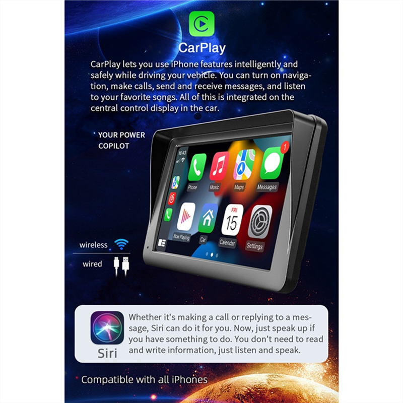 Wireless Carplay & Android Auto Car Stereo, Portable 7 Inch Touch Screen Navigation Audio Car Radio Receiver, Bluetooth. 