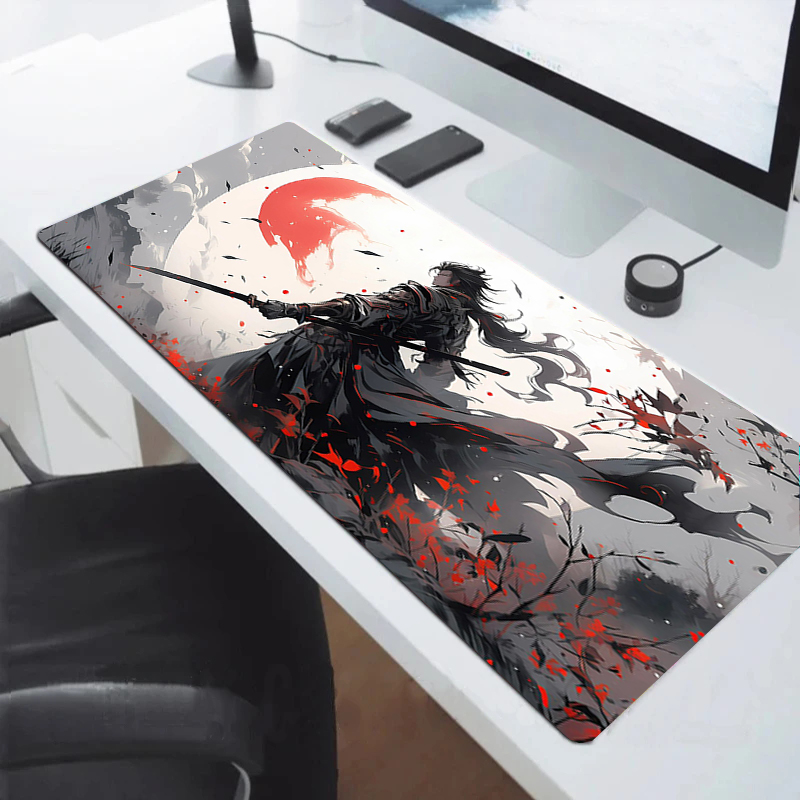 Mousepad Gamer Gaming Pad Samurai Mouse Mat Non-slip Pads Rubber Anime Keyboard Laptops Pc Extended Deskmat Large Mause Mats Xxl. 