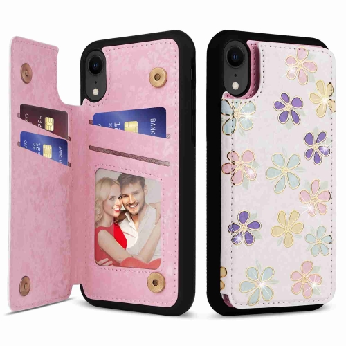 For iPhone XR Printed Double Buckle RFID Anti-theft Phone Case. 