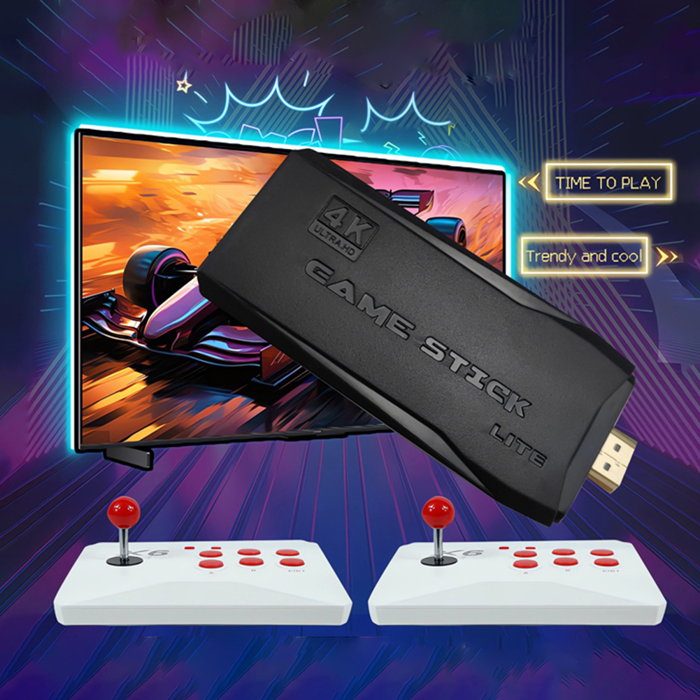 M8-X6 Video Wireless Game Console 4K TV Game Stick with Double Arcade Joystick 40000+ Games 32/64/128GB For MAME Sega PS1 Atari. 