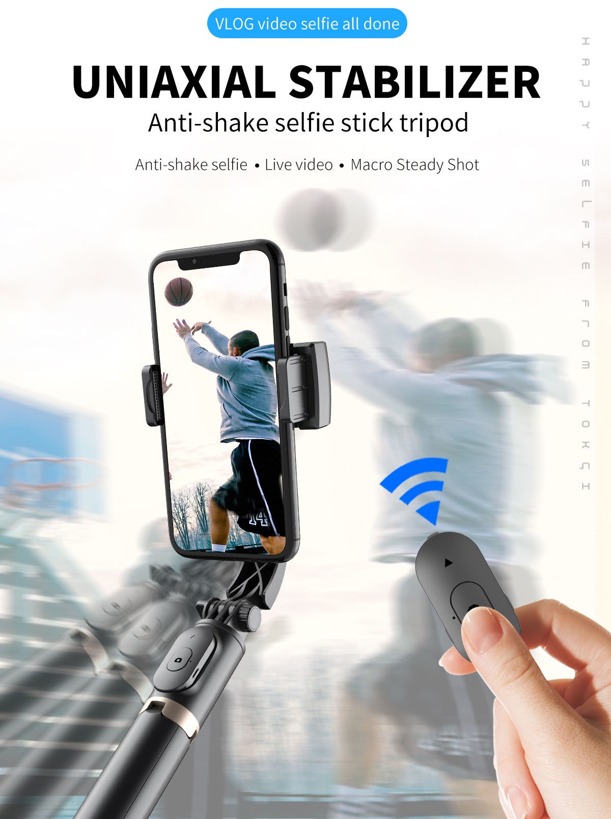 Mobile Video Anti-Shaking Vlog Uniaxial Stabilizer Live Bluetooth Selfie Stick Tripod Horizontal And Vertical Shooting Bracket. 