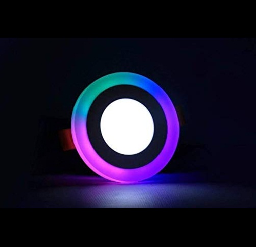 LED 6W(3W+3W) Concealed Round Pink Blue Green (PBG) Colour Panel Ceiling Light 3D Effect Lighting (Double Color). 