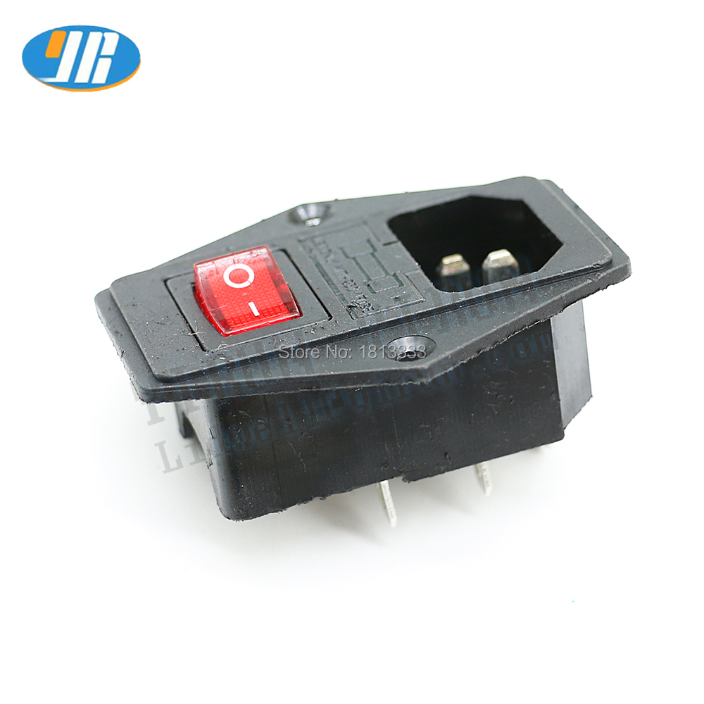 10A 250V Inlet Module Plug Fuse Switch Male Power Socket 4Pin + 3Pin IEC320 C14 For Arcade Game Vending Machine DIY Parts. 