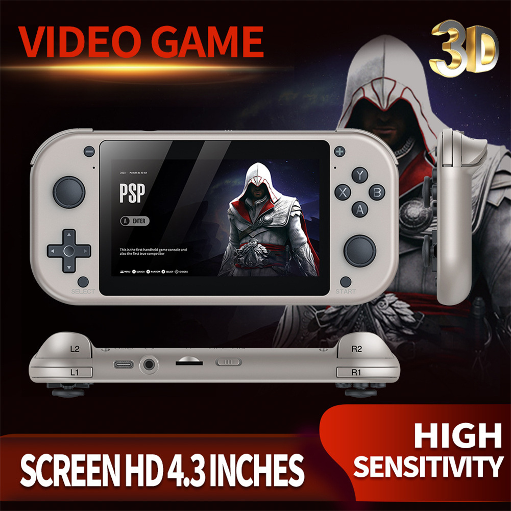Qiunery 4.3 Inch Video Game Console With Built In 20000+ Games Games 1500MAH Battery Game Console 4K HD Video Nostalgic Game Controller 3D Joystick Console For Kids Men Women. 