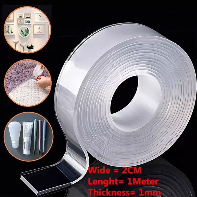 Premium Quality - 1M/3M/5M Lenght and  2CM/3CM wide clean nano double side adhesive tape - Double Side Tape. 