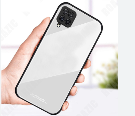 Back Cover for Samsung Galaxy F32 Case“HONG KONG Design” Fashion Tempered Glass Protector Casing Luxury Design Mirror View Full Red Toughened Glass Case
