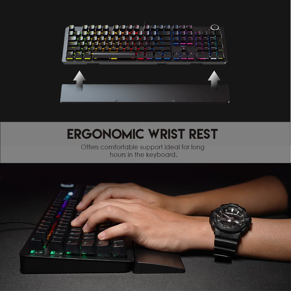 FANTECH MK853 Mechanical Keyboard Blue/Red Switch Ergonomics Backlit USB Wired Gaming Keyboard With Hand Rest For Laptop PC. 