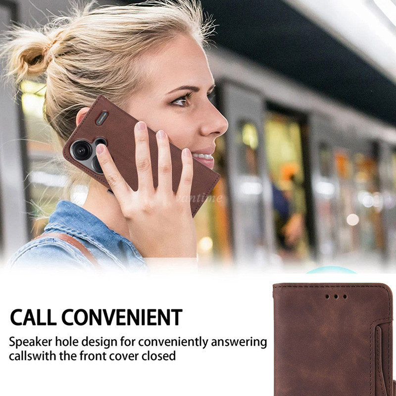 Vantime for Xiaomi Redmi Note 13 Pro+ Plus 5G PU Leather+Soft TPU Wallet Case Multi Cards Clip Flip Cover. 