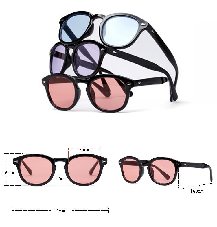 【happy one】1932 C1Fashion Johnny Depp Lemtosh Style Round Sunglasses Transparent Lens Brand Design Show Sun Glasses Oculos De Sol. 