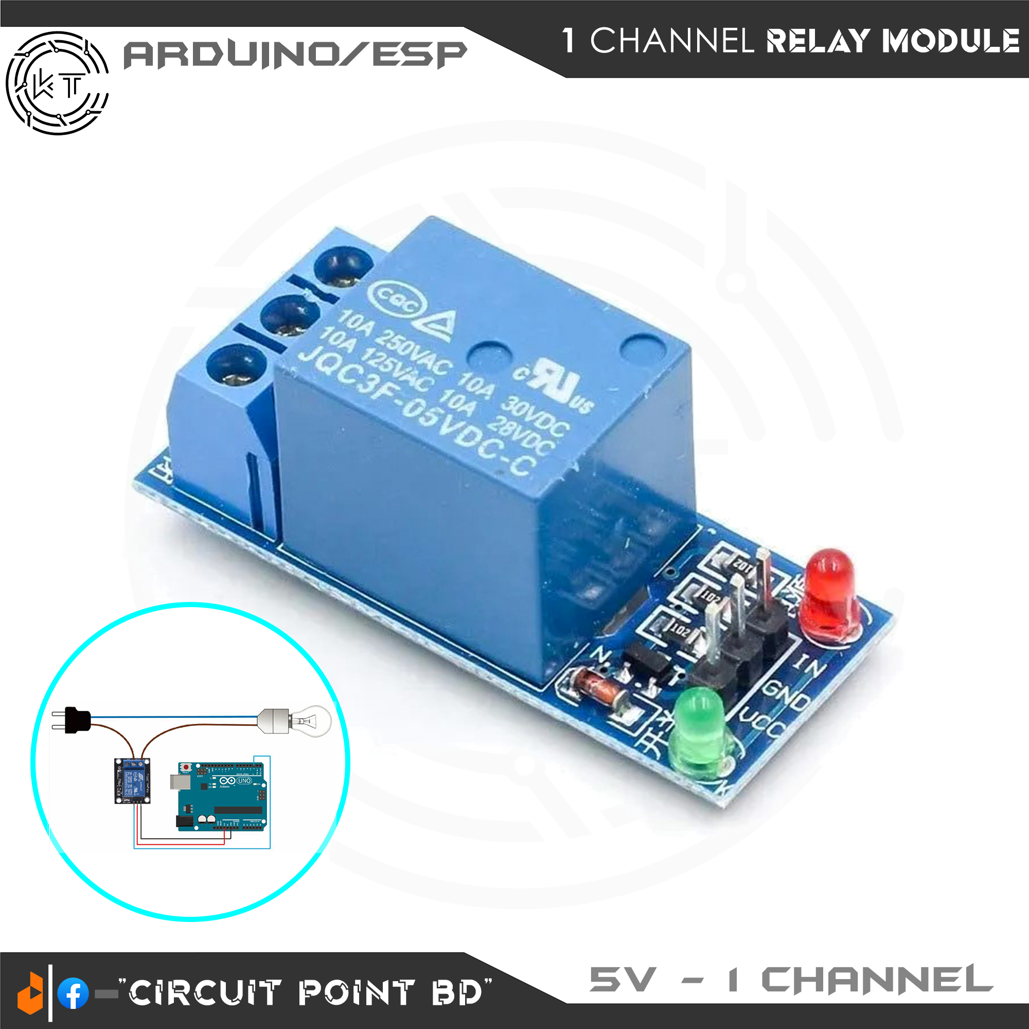 DC 5V Single 1 Channel Relay Module Interface With AC 220V Household Application Device for Arduino, ESP, Raspberry Pi or DIY Electronic.