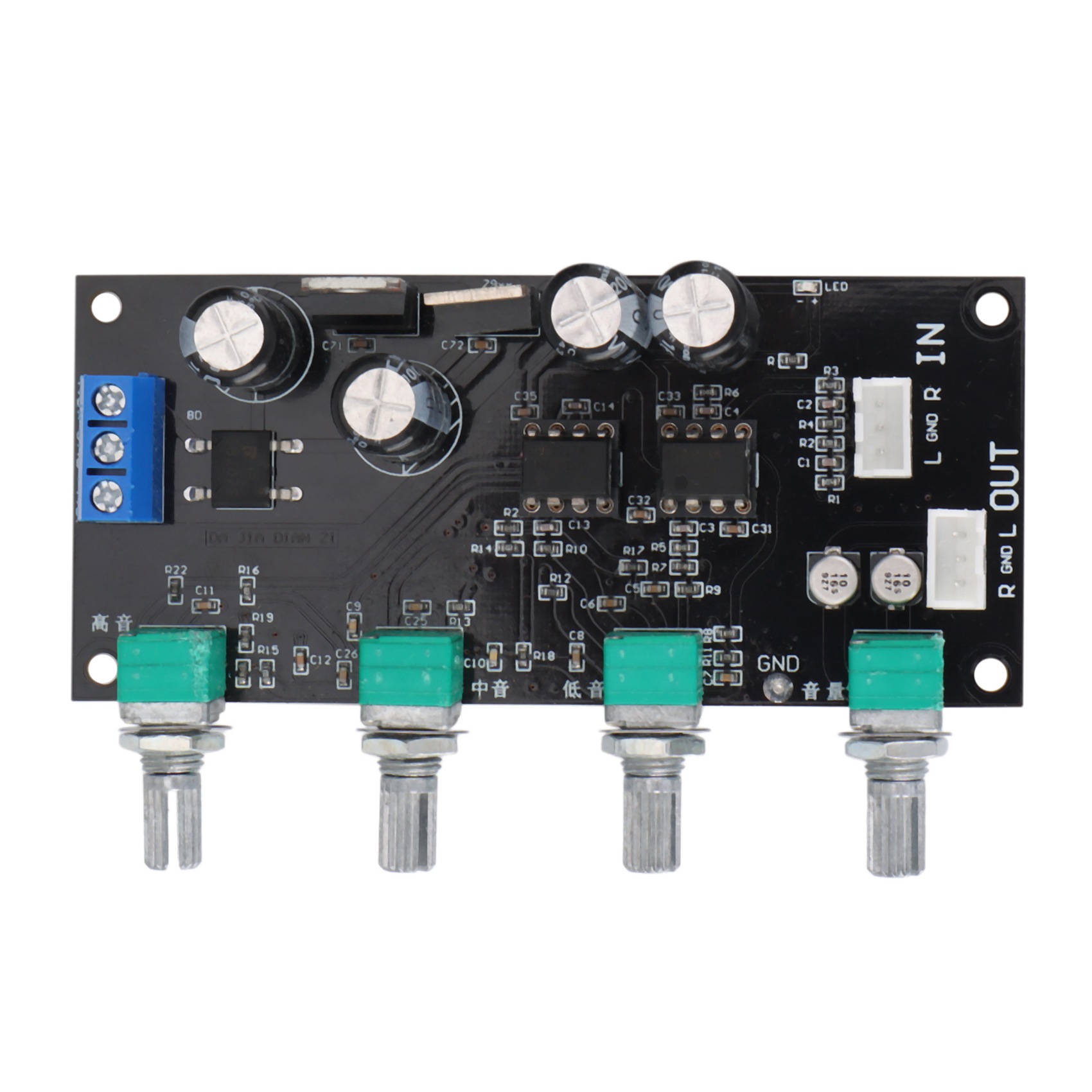 NE5532 Amplifier Tone Preamp Board Treble Bass Midrange Volume Tone Control Adjustment Pre-Amplifier, Fixed Version. 
