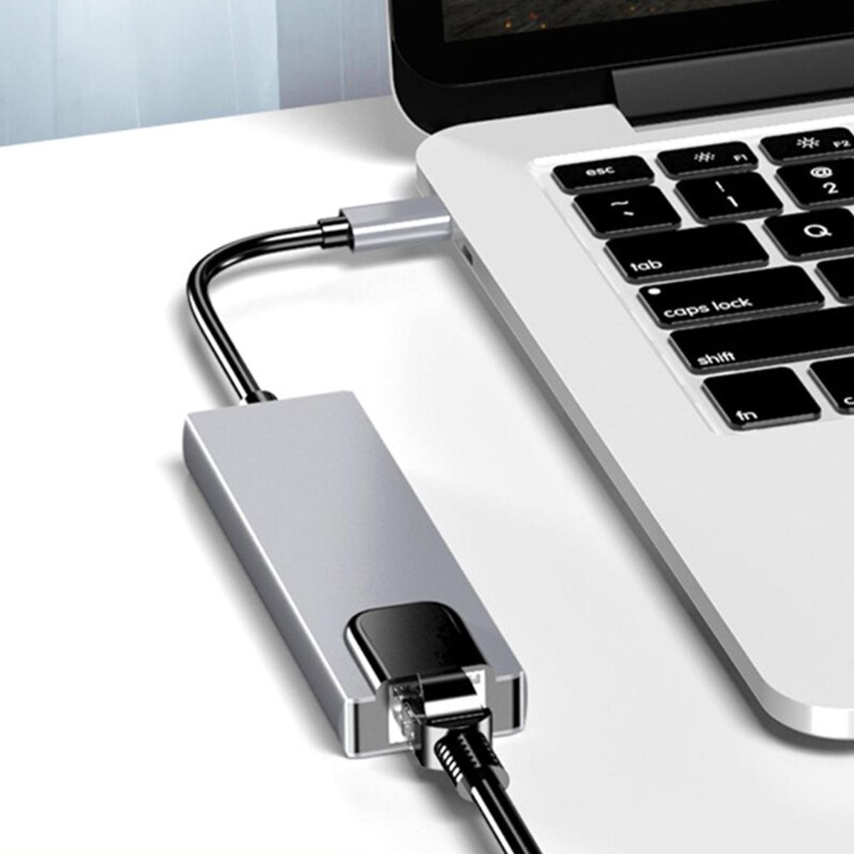 【VisioN Shop】Y5JF USB-C Multiport Adapter with 4K HHDMI-compatible Hub Ethernet 3.0