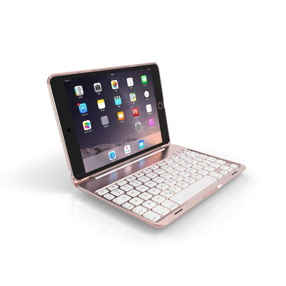 Keyboard Case Apple IPad Mini 1/2/3 7 Colors Folio Backlit Light Colorful Bluetooth Keyboard Case With Executive Multi Function Case For IPad Mini 1/2/3 7.9 Inch (Silver). 