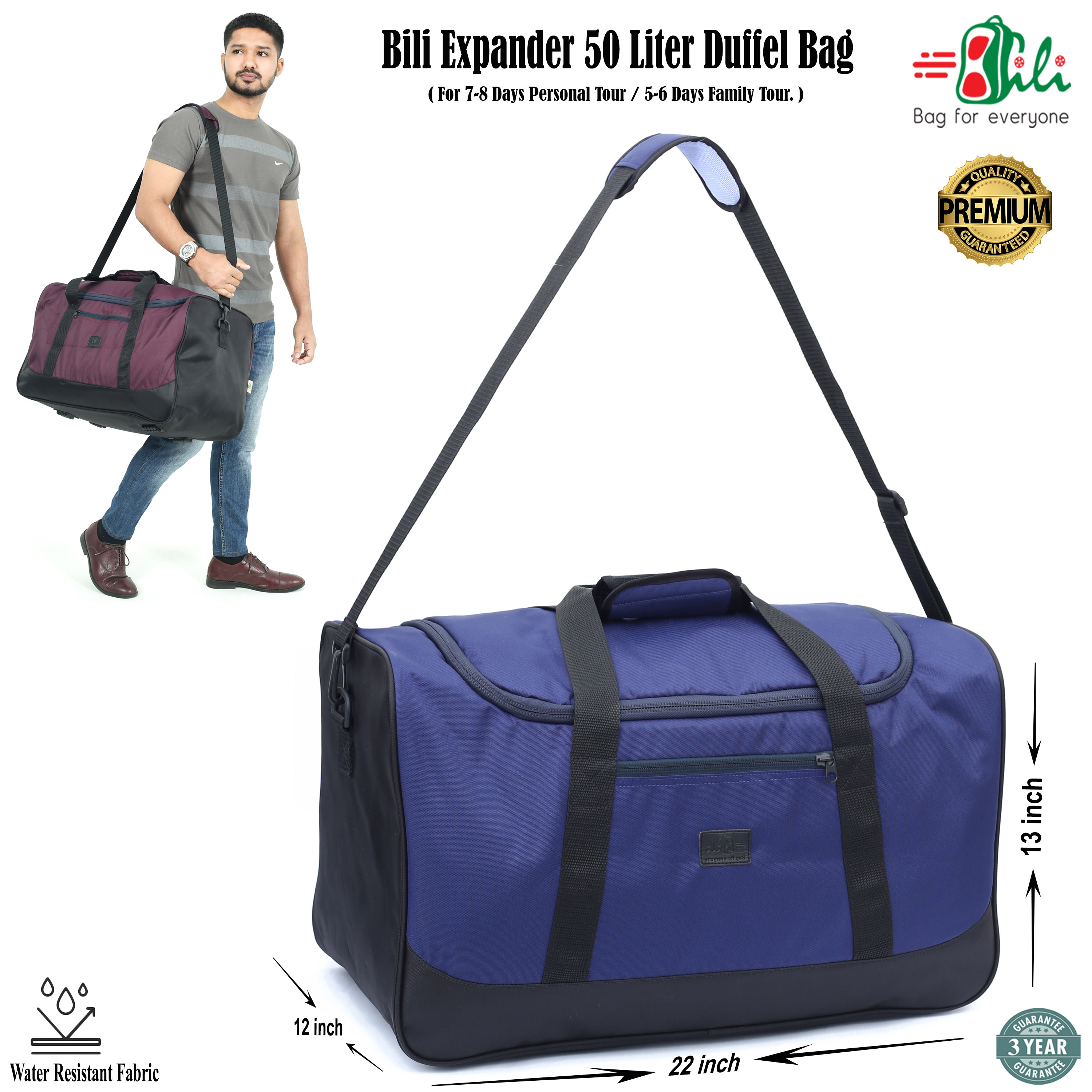 Bili Online Large Family Travel Bag for 5-6 Days Tour (Royal Blue)