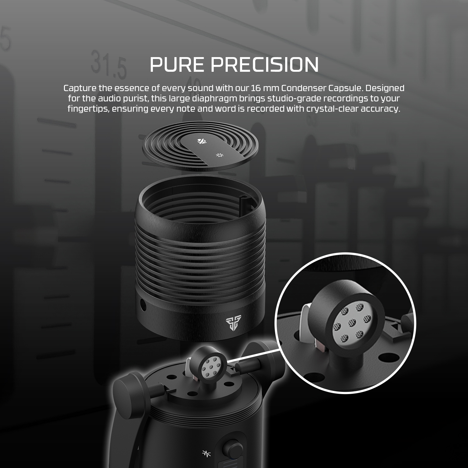 FANTECH MCX03 Leviosa Max Condenser Microphone For Desktop Computer Microphone With RGB Noise Cancellation Microphone. 