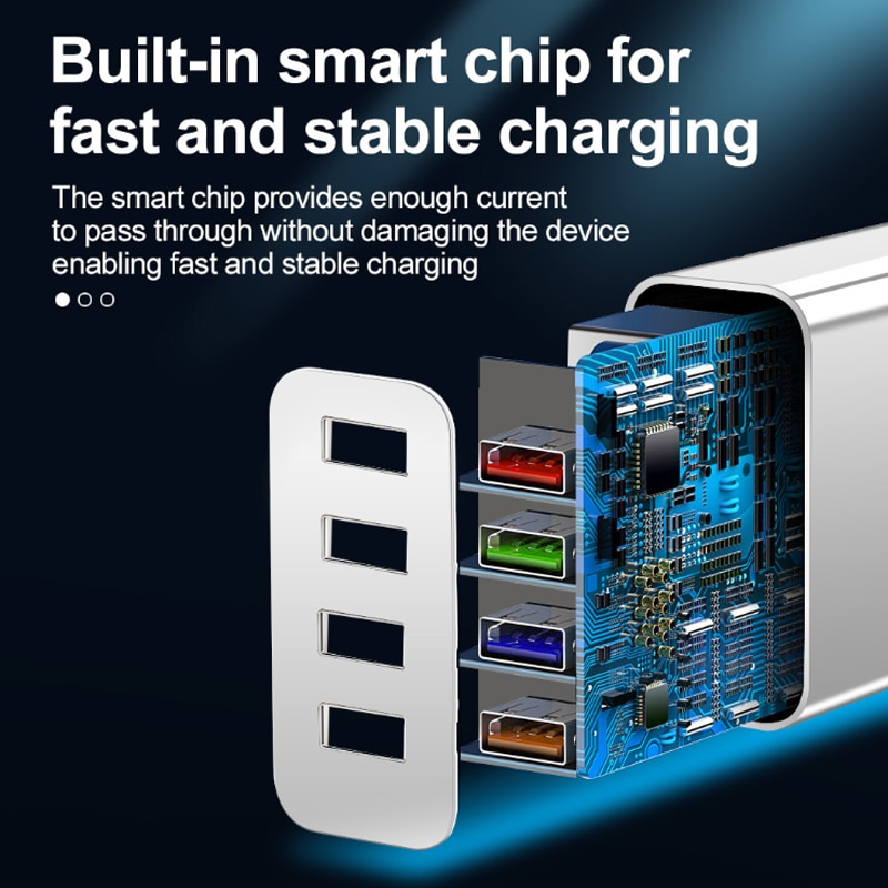 Quick Charge 4.0 4 Port EU US Fast Charger For Samsung S24 S23 S22 Ultra S21 S20 FE S10 S9 S8 Plus Fast Charging Wall Charger. 