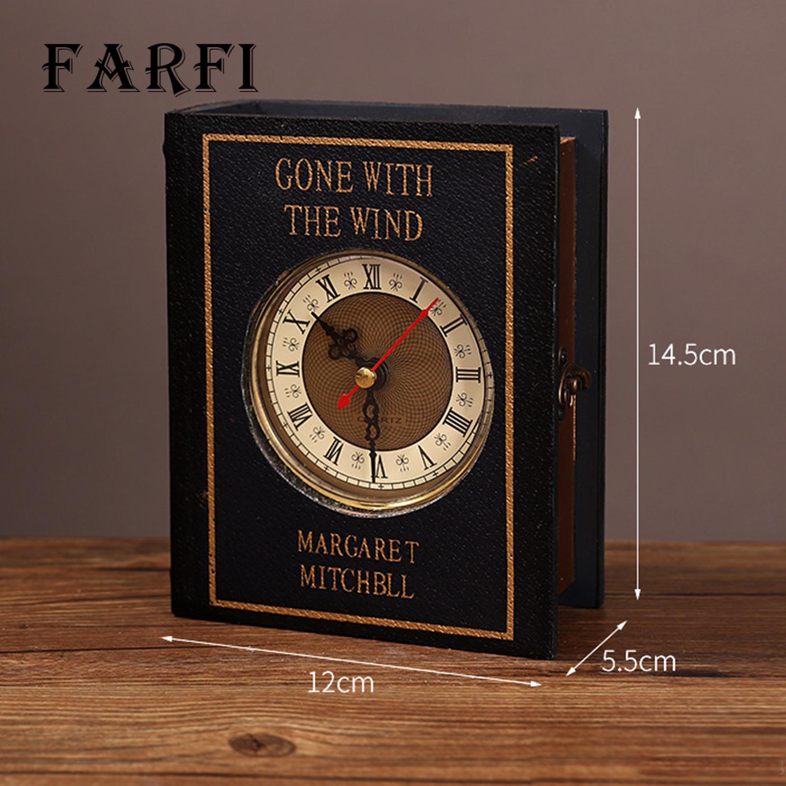 Secret Book Storage Box Vintage Style Book Storage Box with Clock Large Capacity Decorative Organizer for Home Office Desktop Realistic Fake Book Stack Design Faux Book Storage Box. 