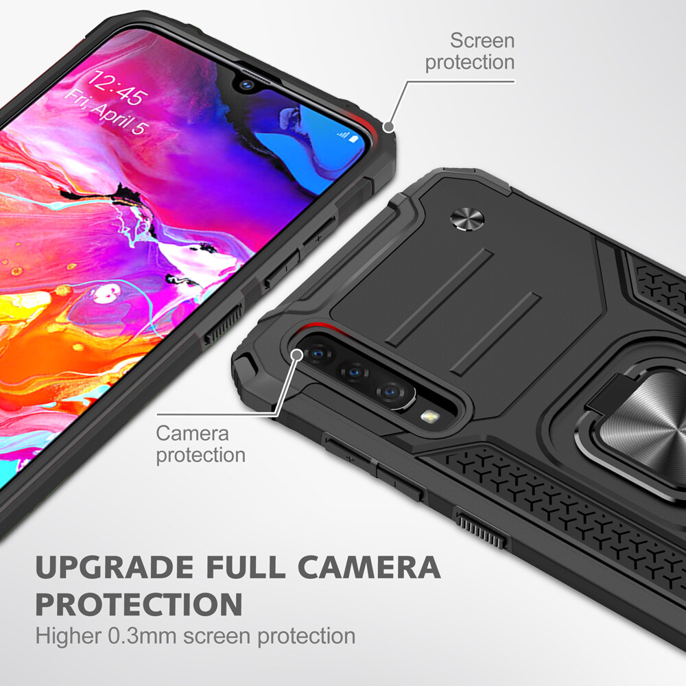 For msung Galaxy A70/Galaxy A70s Premium Double-layer Shockproof TPU Bumper and Polycarbonate Backplane Support Magnetic Car Mount Protective Case Cover. 
