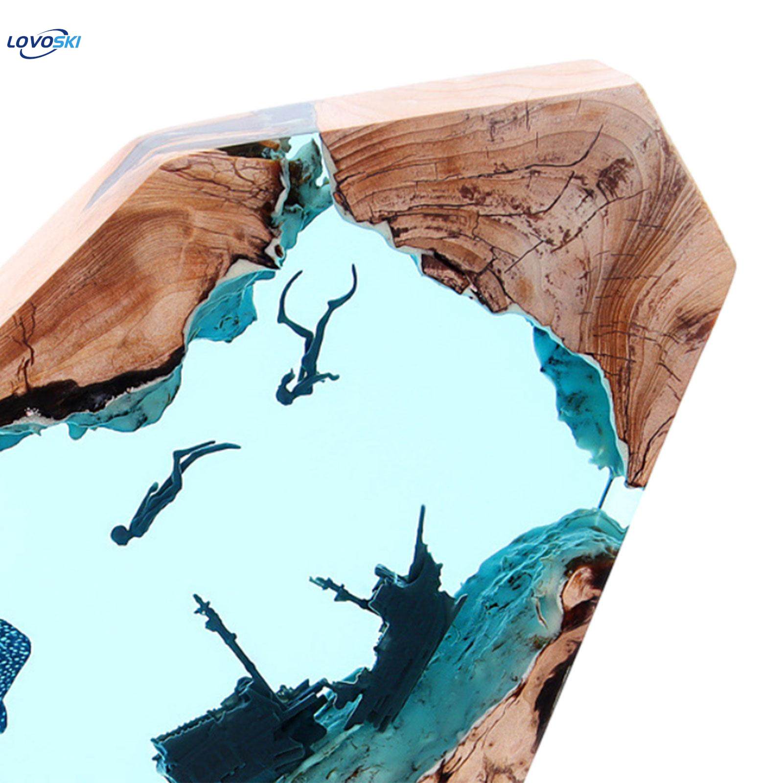 Epoxy Resin Desk Lamp Light Deep Diving Underwater Scene Decorative with USB. 