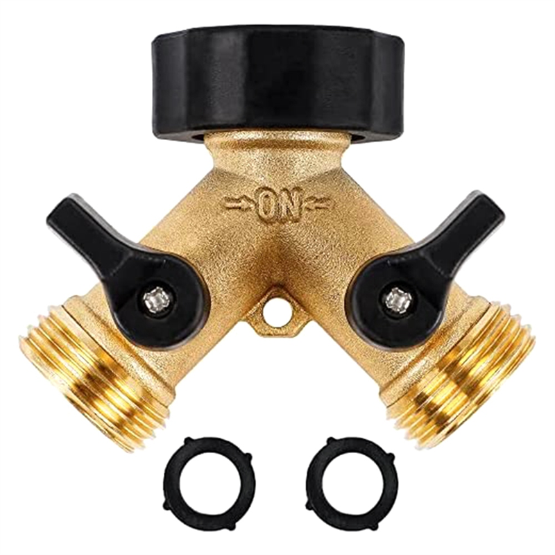 Garden Hose Splitter Hose Distributor Y Splitter 2 Valves with 2 Extra Rubber Washer