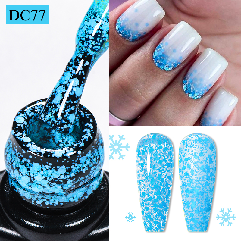 7ml Snowflake Sequins Gel Nail Polish For Nails Milky White Pink Glitter Semi Permanent Nails Art Gel Varnish For Manicure