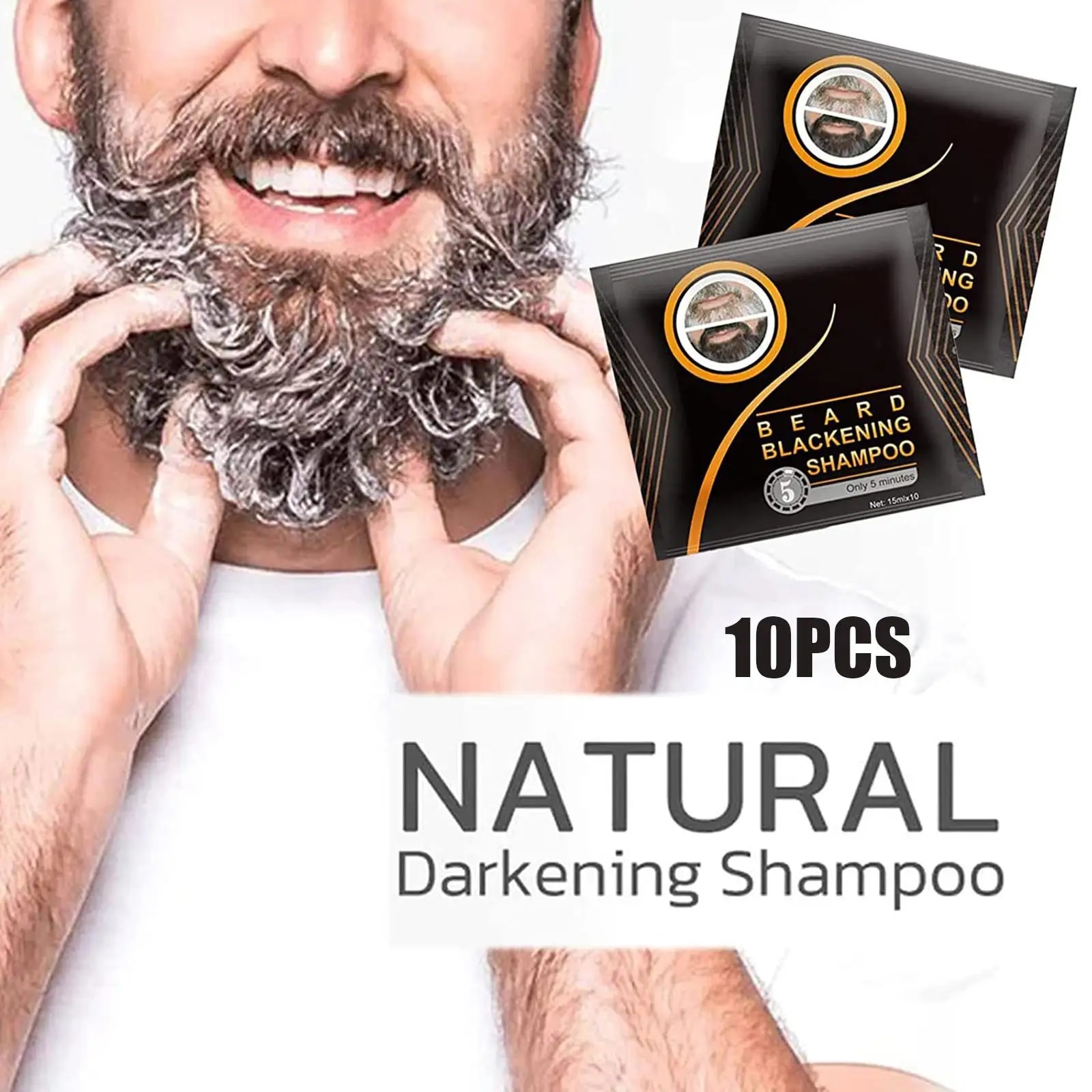 1box=10pcs Fast Black Beard Dye Wax Dark Beard Shampoo Beard Blackening Beard Non-irritating Dyeing Cream Balm Moderate Men. 