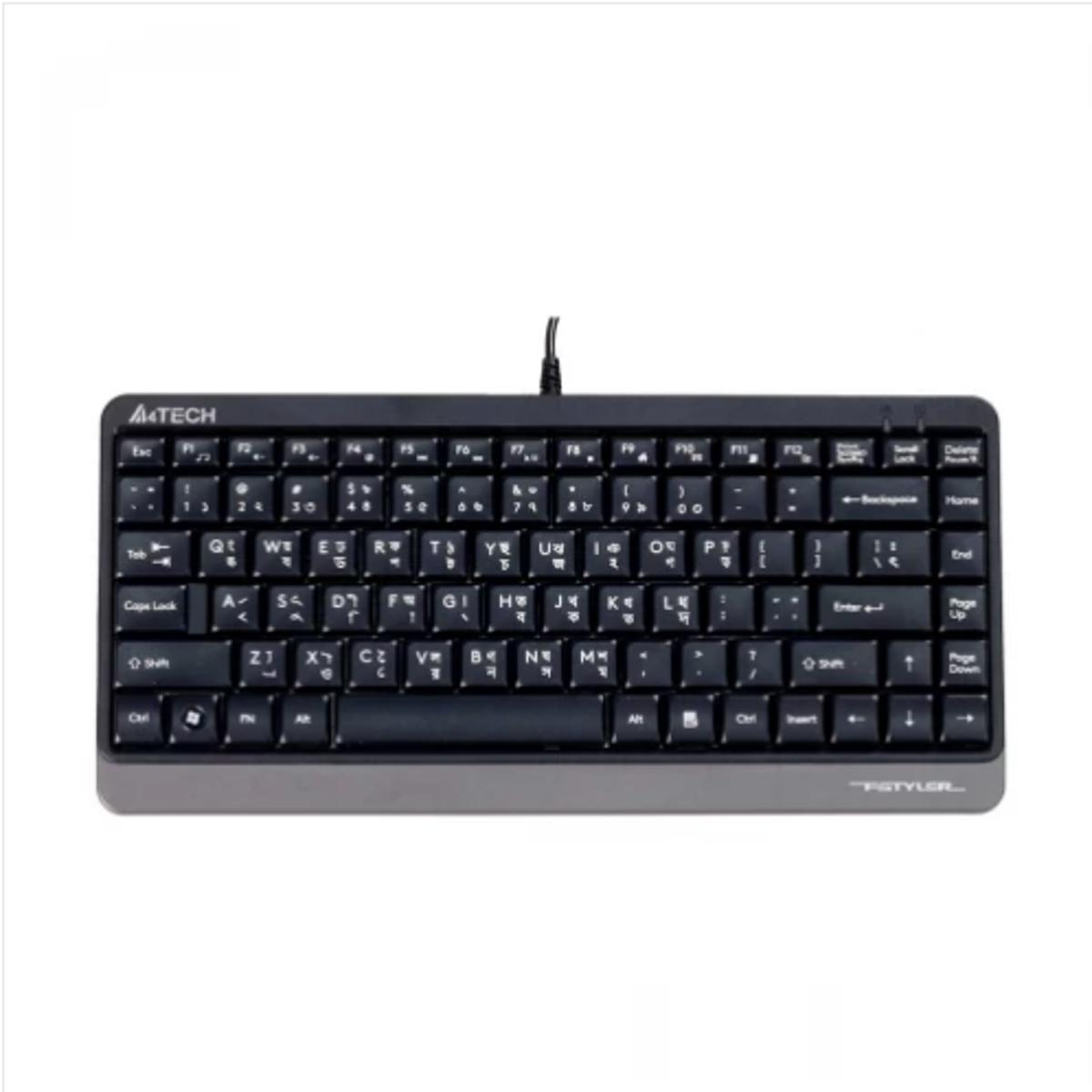 A4 Tech FK11 Grey USB FN-Hotkeys Multimedia Mini Keyboard with Bangla