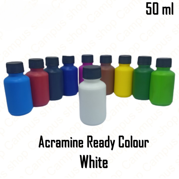 Acramine Ready Colour For Febric Paint(White, Black, Cobalt Blue, Ultramarrine, Ligtht Green, Deep Green, Brunt Umber, Megenta, Red and Yellow). 