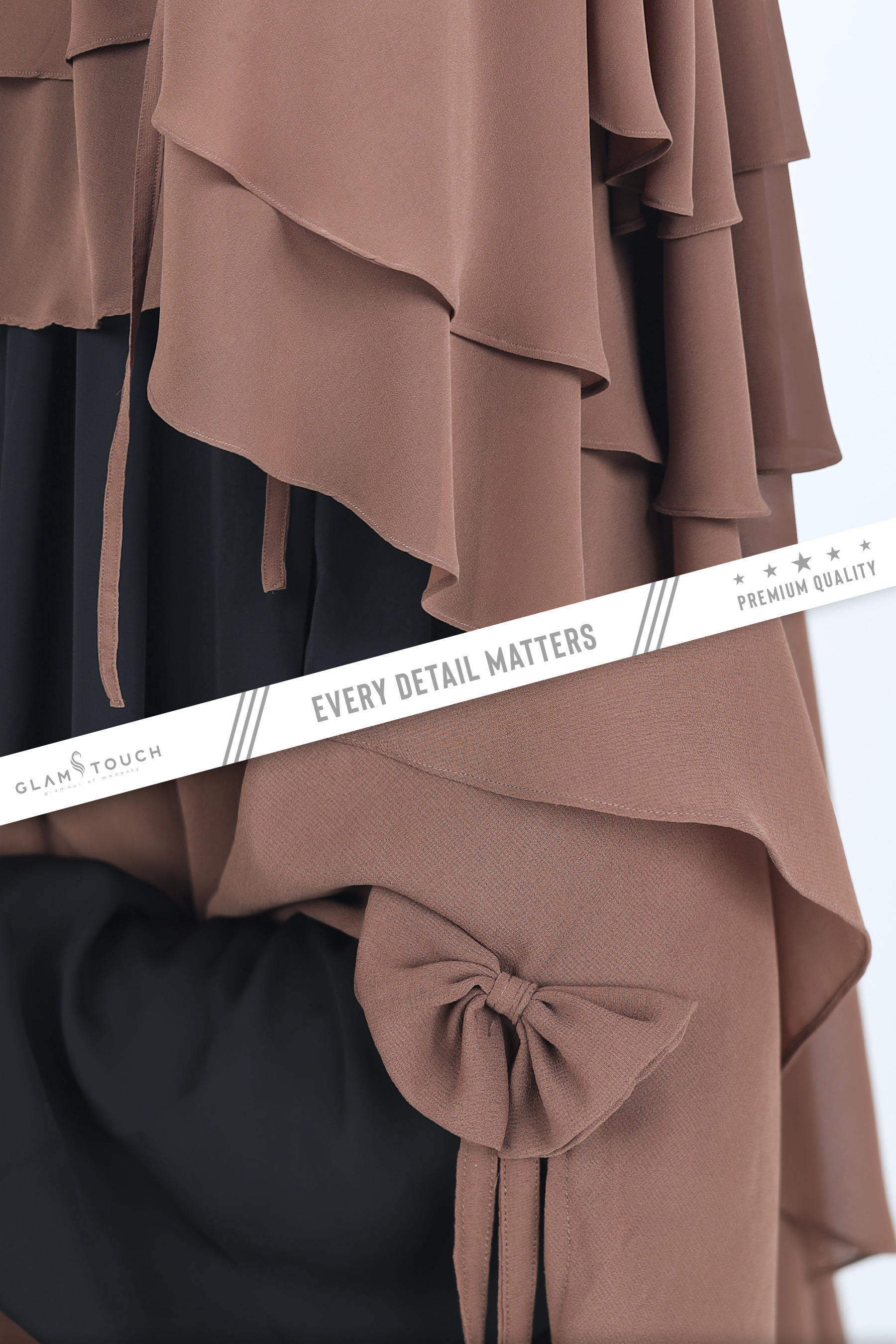 Glam Touch Premium ABRU 3 Layer Hijab Niqab Set. 