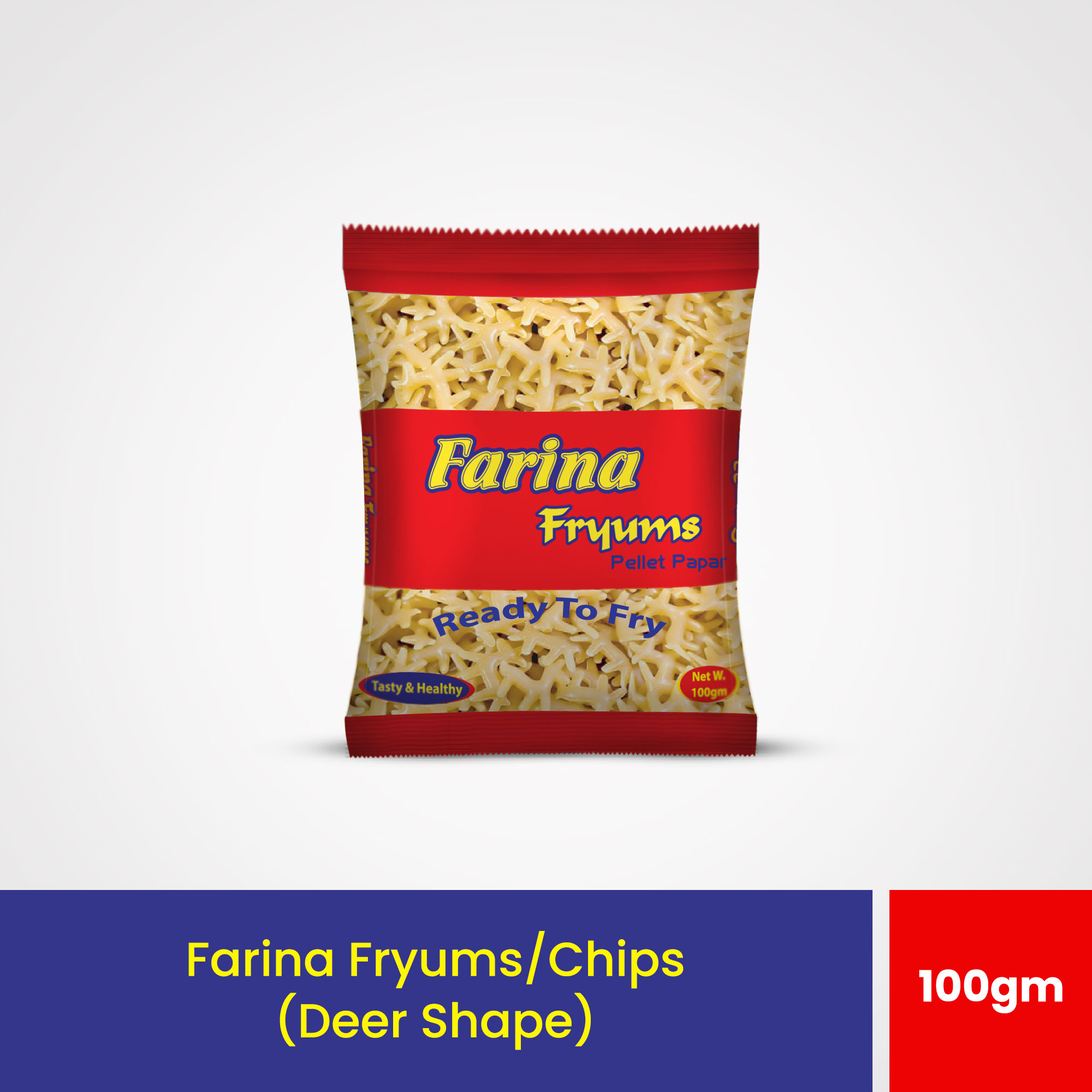 Farina Fryums/Chips 100gm, Deer Shape ( 5 pcs )