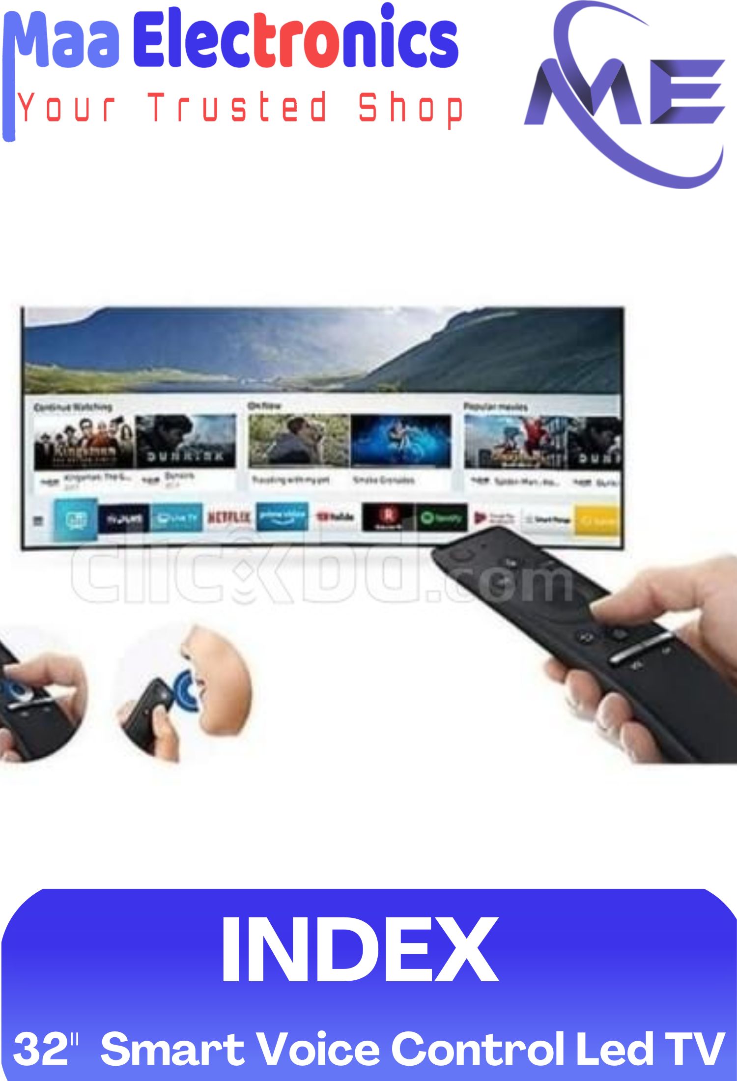 INDEX 32"  Smart Frameless Voice Control Led TV. 