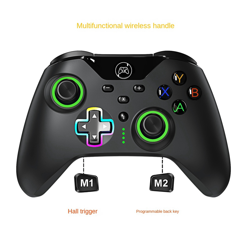 2.4G Wireless Gaming Controller With LED Flashing Light Macro Functions For Xbox Black. 