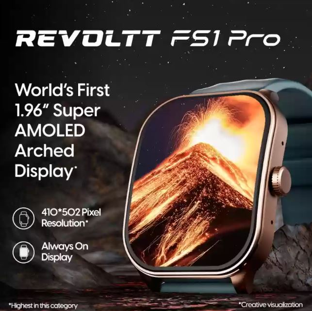 fastrack-revoltt-fs1-pro World's First,1.96" Super AMOLED|Highest Resolution|BT Calling Smartwatch  (Black Strap, Free Size). 