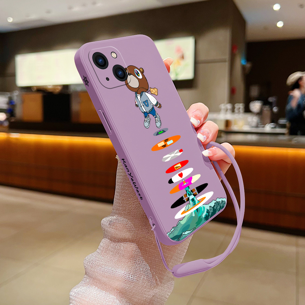 Kanye West Graduation Phone Case For iPhone 15 14 13 12 11 Pro happyMax Mini X XR XS MAX SE20 8 7 6 6S Plus Silicone with Hand Strap. 
