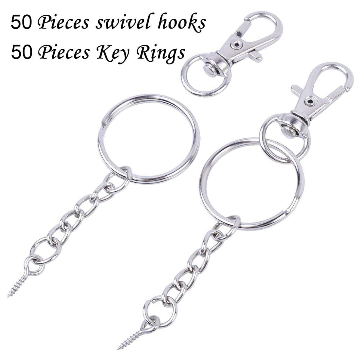 Snap Hook Lobster Claw Clasp-50 * Pieces Key Rings with chains ,open jump rings and screw eye pins
50 * swivel lobster clasps-