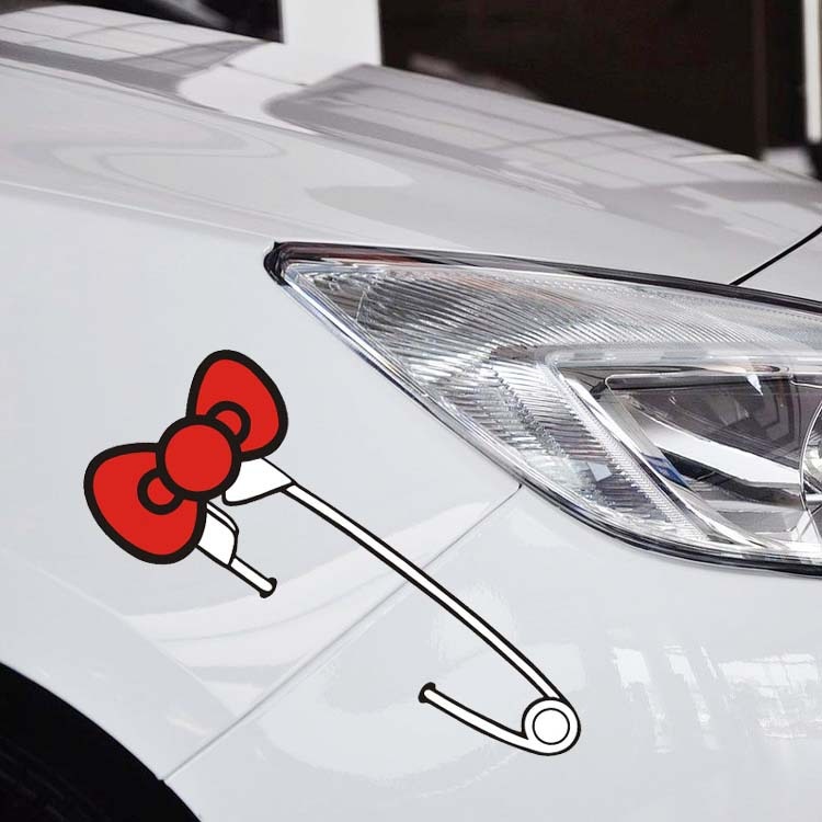 【DM bag factory Store】Hello Kitty Bowknot Pink Lovely Cartoon Colorful Car Stickers Auto Tuning Styling D15. 