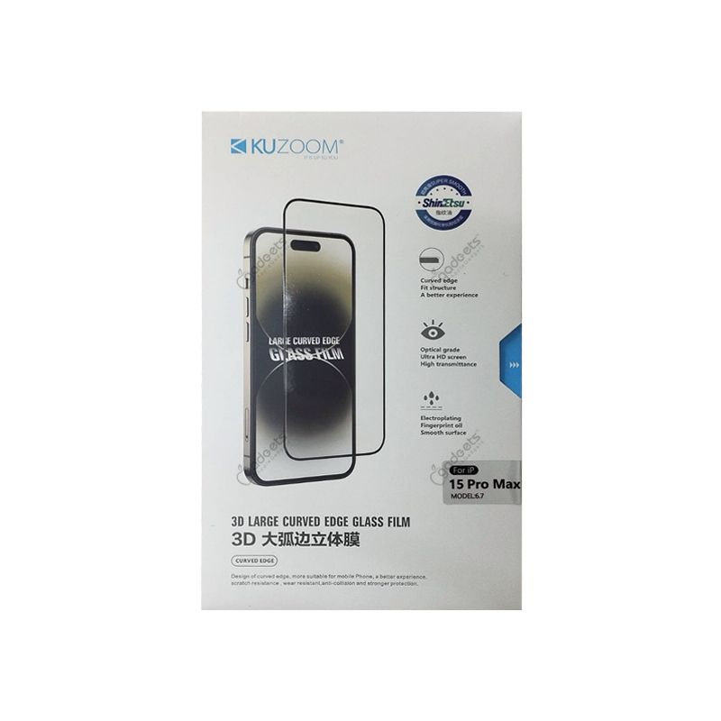 KUZOOM 3D Screen Protector for iPhone Anti-Scratch Full Coverage Glass with HD Clarity for Enhanced Viewing. 