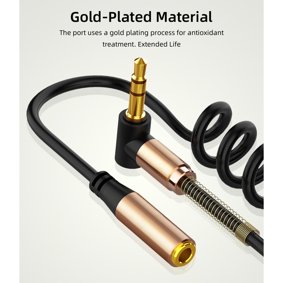 Audio Cable 3.5mm Elbow Spring Retractable Extension Cord Audio Cable Suitable For Mobile Computer Speakers with wear-resisting property