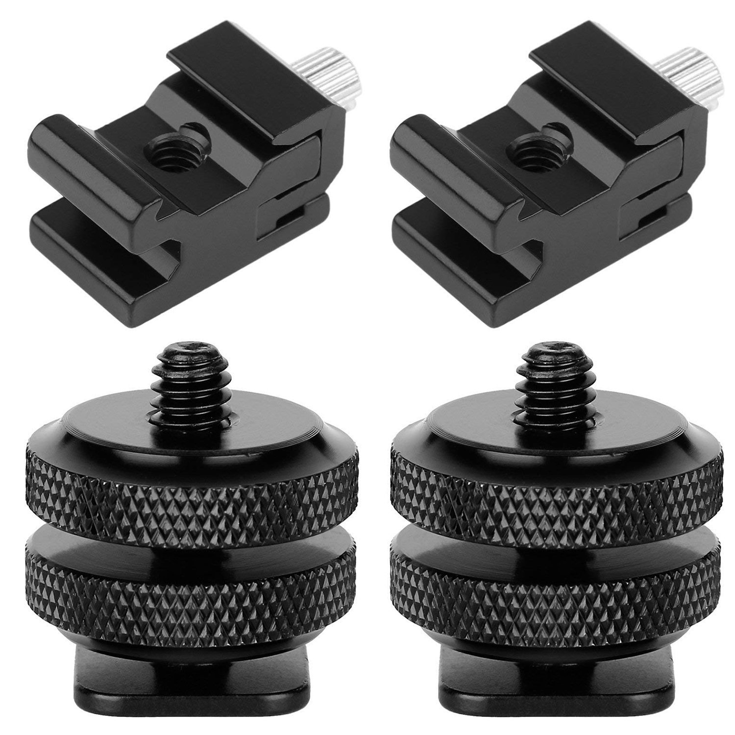(NEW)4 Pack Camera Combo Pack Hot Shoe Mount Adapter Cold Shoe Mount Adapter 1/4 Inch Hot Shoe Flash Shoe Mount For Dslr Camera Nikon Canon Flash Shoe Mount